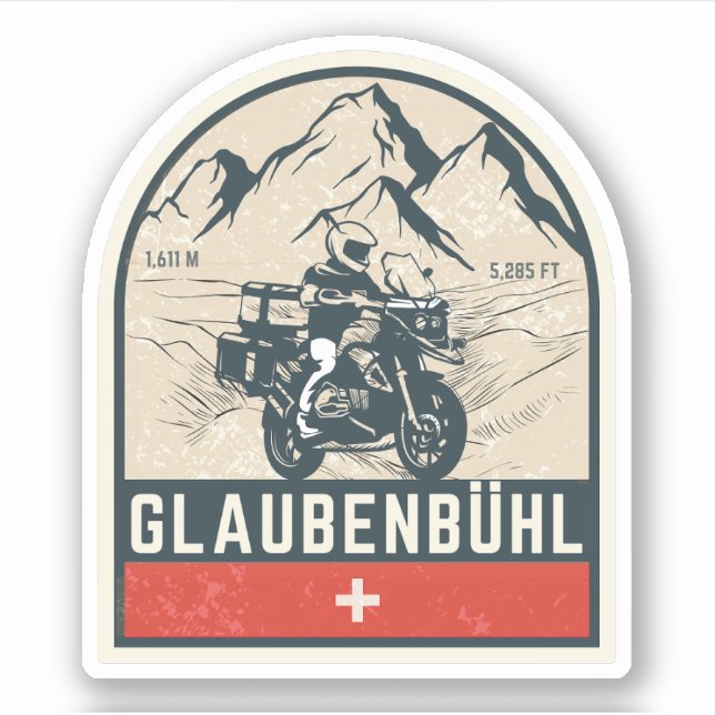 Adesivo Passeio de motocicleta Glaubenbüelen em swiss-alps (Frente)