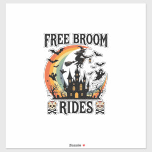 Adesivo Passeios de vassoura grátis Halloween Bruxa Castel