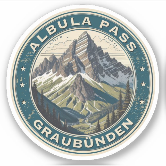 Adesivo Passo Albula Alpes Suíços montanhas (Frente)