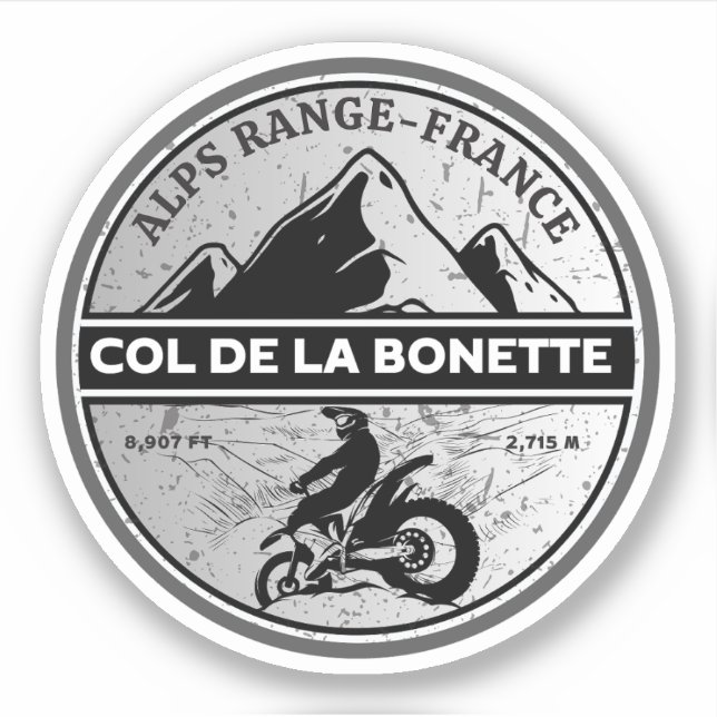 Adesivo Passo comum de la Bonette francês Alpes motobike (Frente)