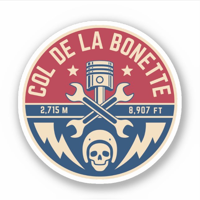 Adesivo Passo comum de la Bonette francês Alpes motobike (Frente)