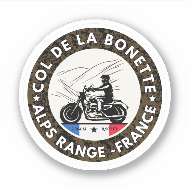Adesivo Passo comum de la Bonette francês Alpes motobike (Frente)