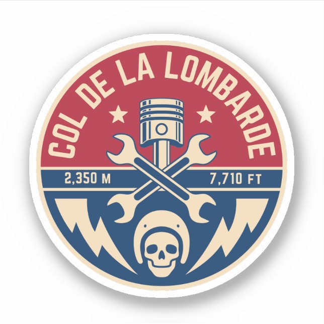Adesivo Passo comum de la Lombarde francês Alpes motobike (Frente)