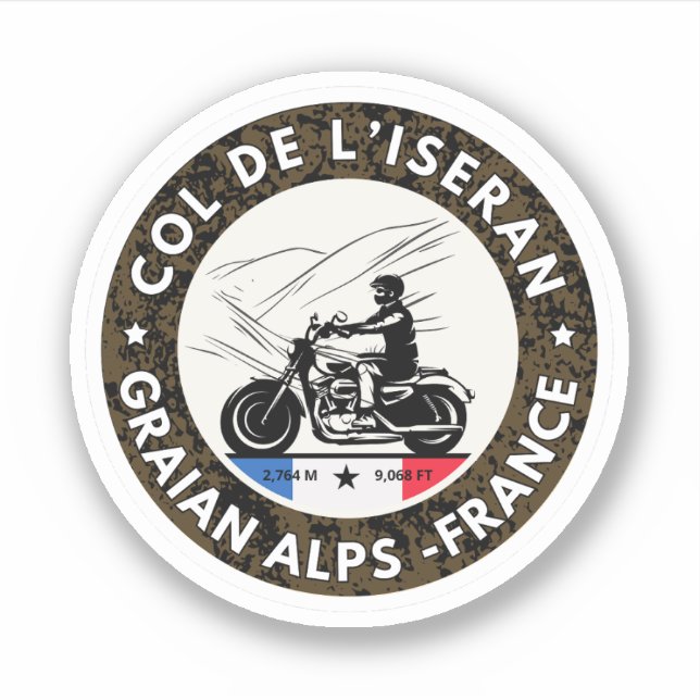 Adesivo Passo comum francês Col de l’Iseran Alpes motobike (Frente)