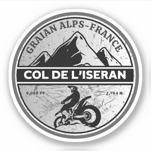 Adesivo Passo comum francês Col de l’Iseran Alpes motobike (Frente)