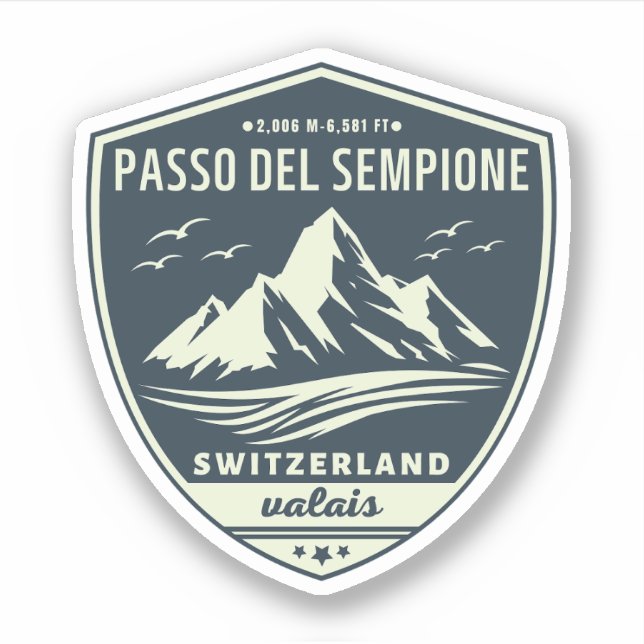 Adesivo Passo del Sempione italian swiss Mountain moto (Frente)