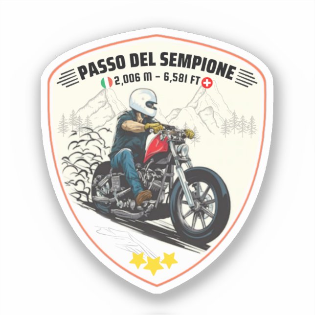 Adesivo Passo del Sempione italian swiss Mountain moto (Frente)