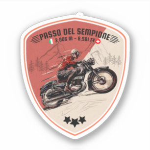 Adesivo Passo del Sempione italiano suíço Montanhas motorc