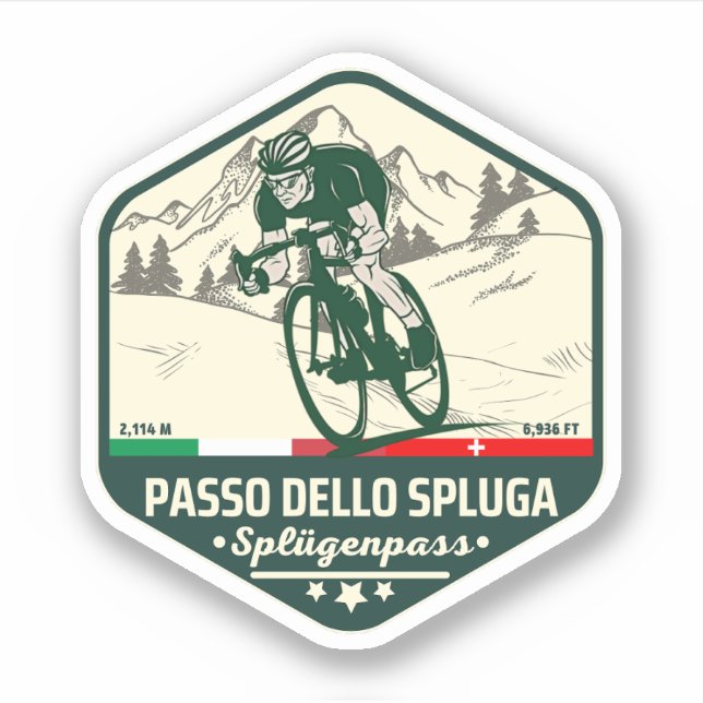 Adesivo Passo dello Spluga italiano swiss Mountain moto (Frente)