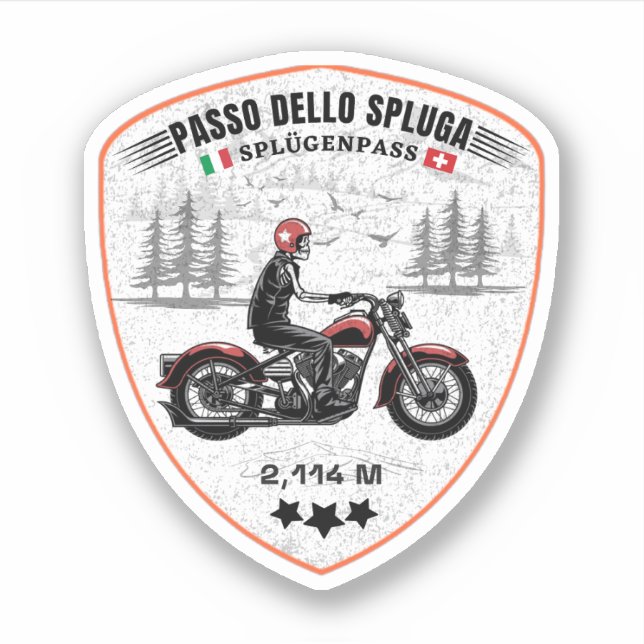 Adesivo Passo dello Spluga italiano swiss Mountain moto (Frente)