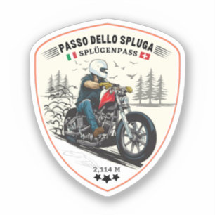 Adesivo Passo dello Spluga montanhas italianas suíças moto