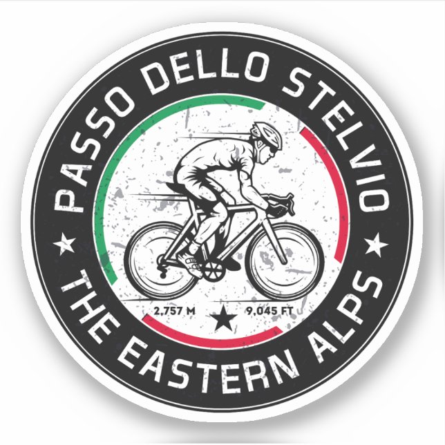 Adesivo passo dello stelvio - stelvio pass italian Cycling (Frente)