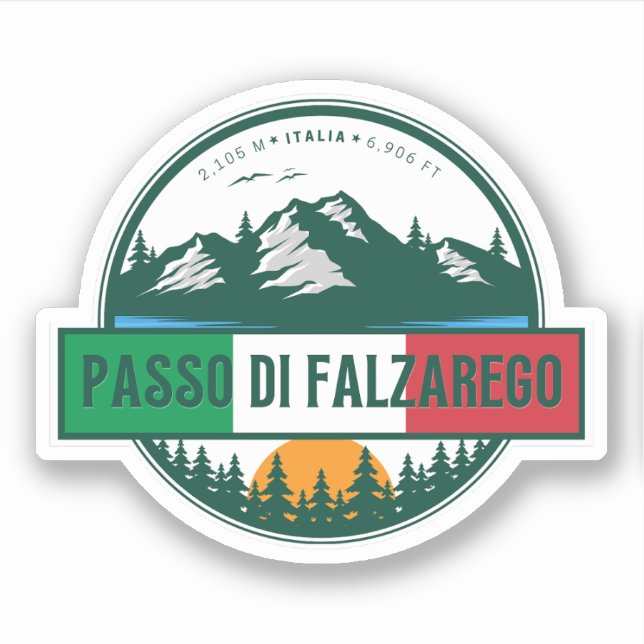 Adesivo Passo di Falzarego - dolomite de passagem de monta (Frente)