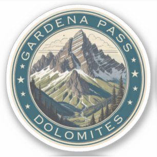 Adesivo Passo Gardena passagem alta montanha Dolomites, Su