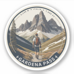 Adesivo Passo Gardena passagem de alta montanha Dolomitas,