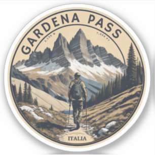 Adesivo Passo Gardena passagem de montanha alta Dolomitas,