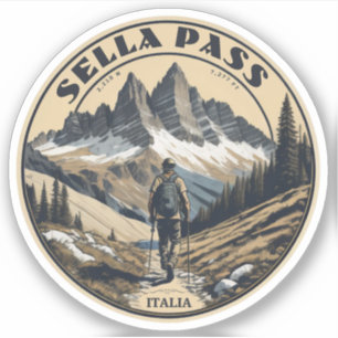 Adesivo Passo Sella montanha Tirol do Sul Alpes italianos