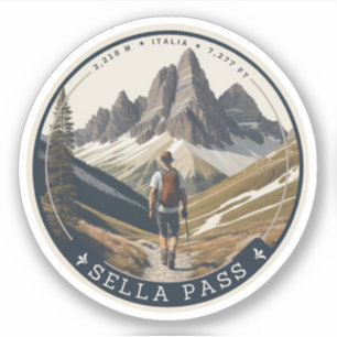 Adesivo Passo Sella montanha Tirol do Sul Alpes italianos