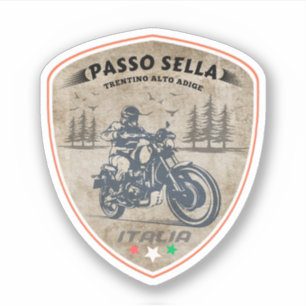 Adesivo passo Sella motocicleta montanhas italianas