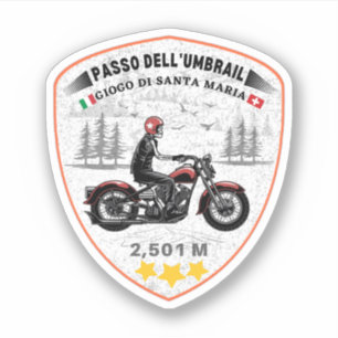 Adesivo Passo Umbrail fronteira Itália-Suíça Alpes