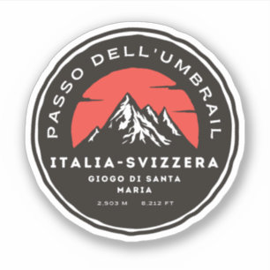 Adesivo Passo Umbrail fronteira Itália-Suíça Alpes