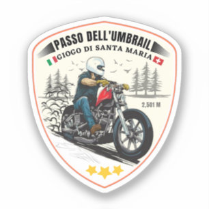 Adesivo Passo Umbrail fronteira Itália-Suíça Alpes