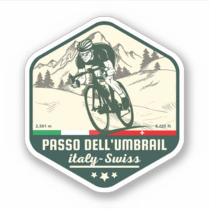 Adesivo Passo Umbrail fronteira Itália-Suíça Alpes