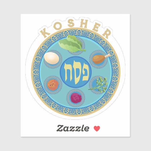Adesivo Passover Seder Plate Kosher Pesach (Folha)