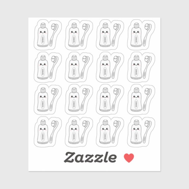 Adesivo Pasta Dente Pasta Pincel Lembrete do Atendimento D (Folha)