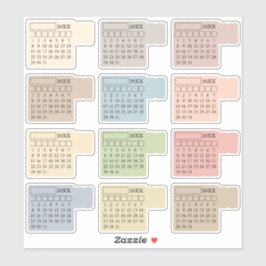 Adesivo Pastel Index Tabs Monthly Generic Journal Calendar