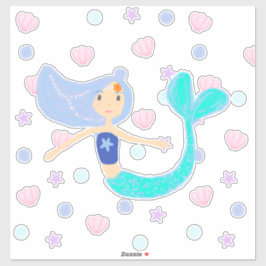 Adesivo Pastel Periwinkle Mermaid Princess Seashell