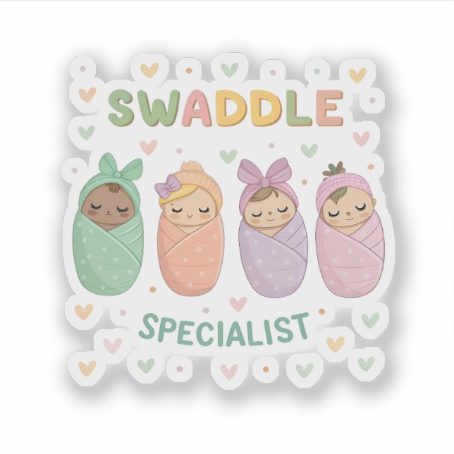 Adesivo Pastel Swaddled Babies Cute Nursery Art (Frente)