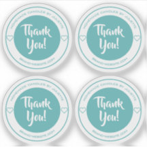 Pastel Teal Heart Obrigado Folha de Rótulos do Ade