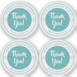 Adesivo Pastel Teal Heart Obrigado Folha de Rótulos do Ade