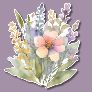 Adesivo Pastel Watercolor Buquê Bohemian à prova de água