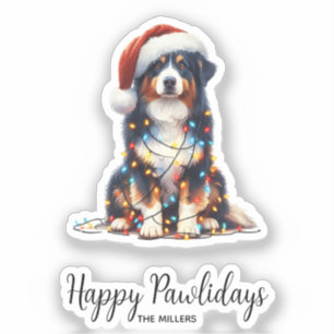 Adesivo Pastor australiano molhado à luz de Natal