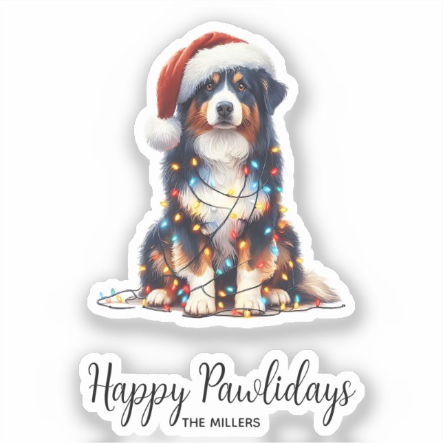 Adesivo Pastor australiano molhado à luz de Natal (Frente)