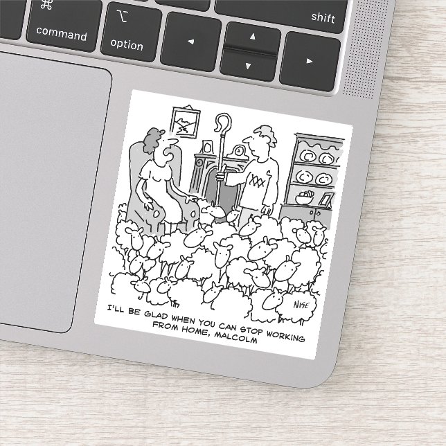 Adesivo Pastor trabalhando de casa com sua ovelha (Detalhe)