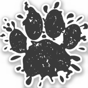 Adesivo Pata de Cachorro com Salpico de Tinta Preta Maltra