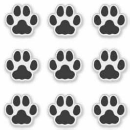 Adesivo Pata Média de Gato Imprime Folhas de Animais Preto