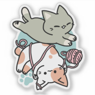 Adesivo Patas e Brincadeiras – Ilustração de Gato Adorável