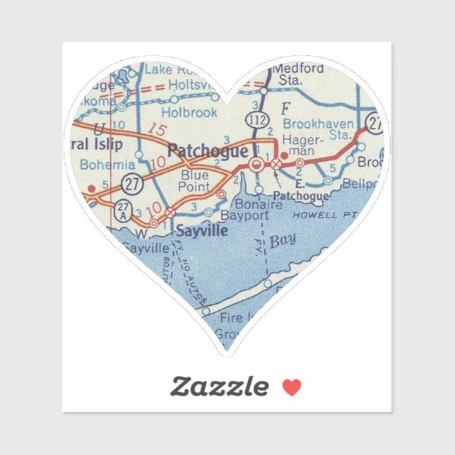 Adesivo Patchogue NY Vintage Map (Folha)