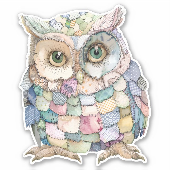 Adesivo Patchwork Owl Sticker (Frente)