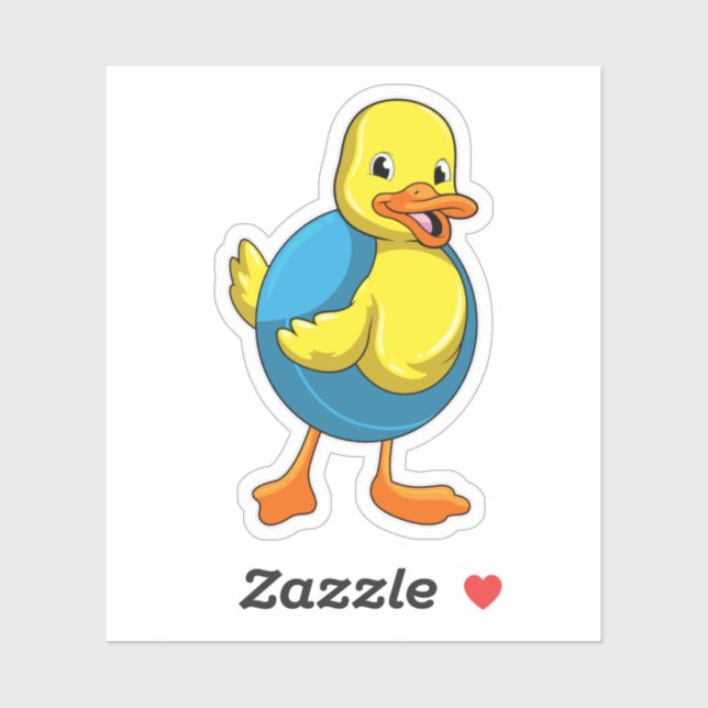 Adesivo Pato a Nadar com anel de Natação (Folha)