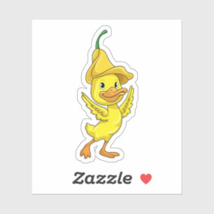 Adesivo Pato com Boné amarelo