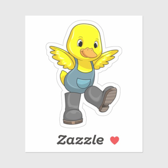 Adesivo Pato como agricultor com botas (Folha)