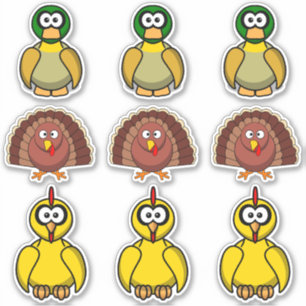 Adesivo Pato de desenho animado, peru, frango