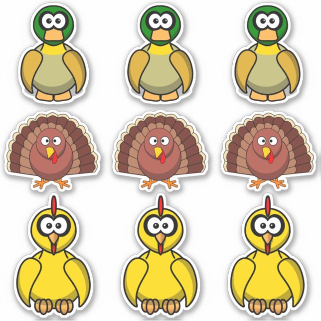Adesivo Pato de desenho animado, peru, frango (Frente)