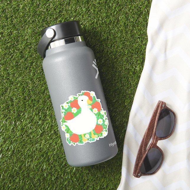 Adesivo Pato de Ganso de Morango Floral (HydroFlask Insitu)
