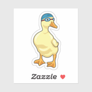 Adesivo Pato de Nadar com óculos de Nadação